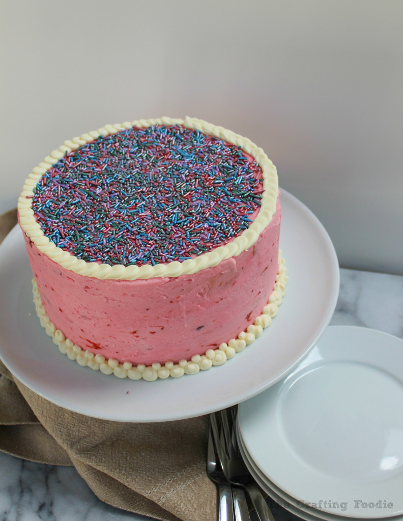 Vanilla Strawberry Celebration Cake|The Crafting Foodie
