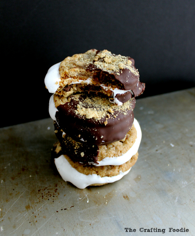 S'more Sandwich Cookies Dipped in Chocolate|The Crafting Foodie