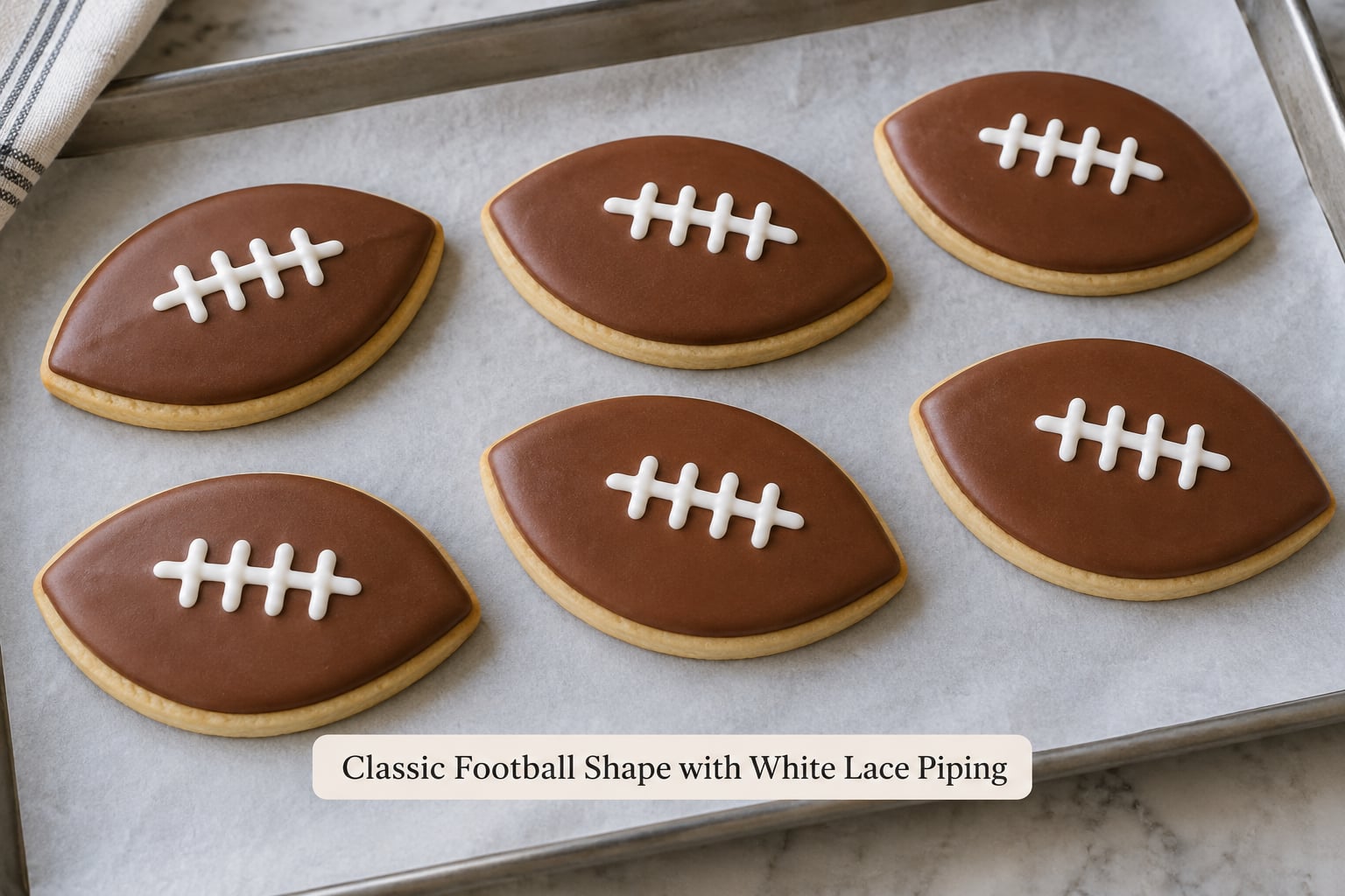 Classic Football Shape with White Lace Piping