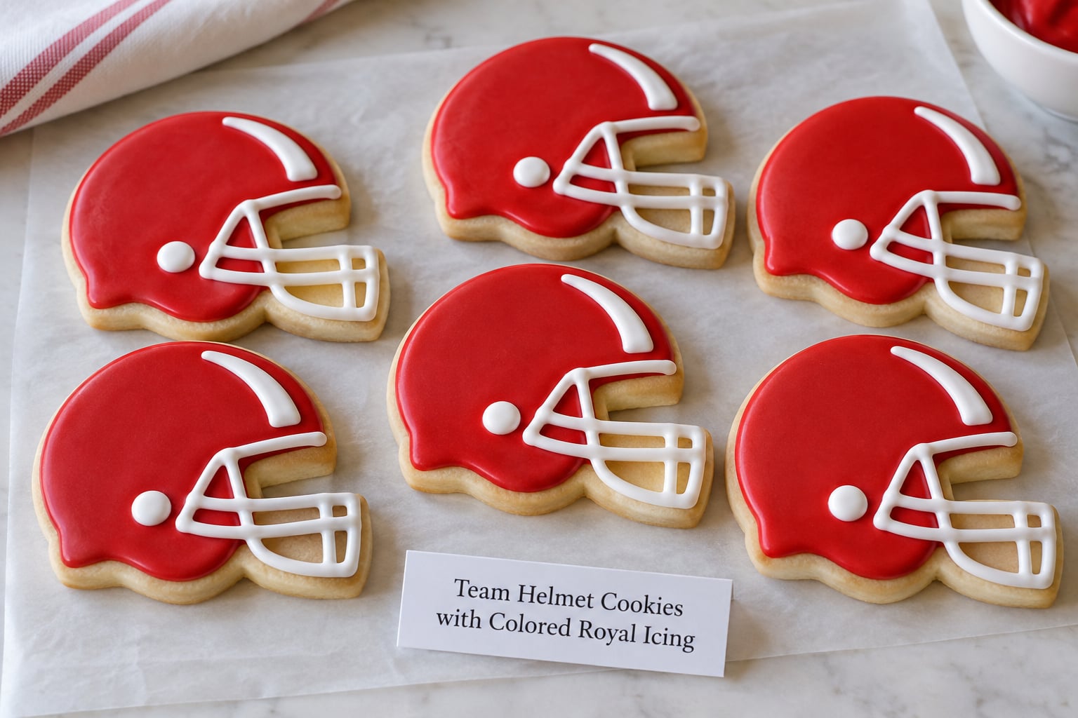 Team Helmet Cookies with Colored Royal Icing