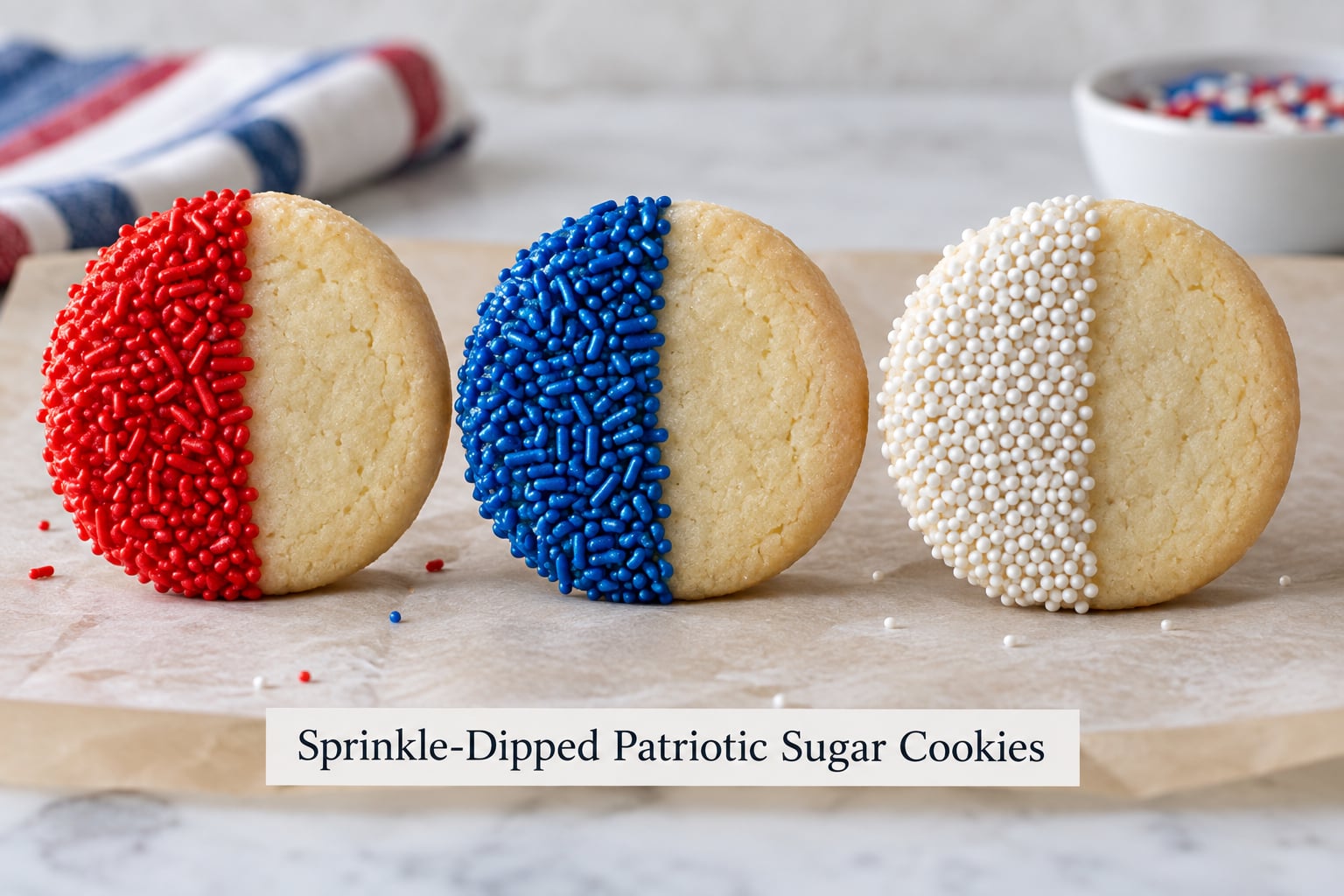 Sprinkle-Dipped Patriotic Sugar Cookies