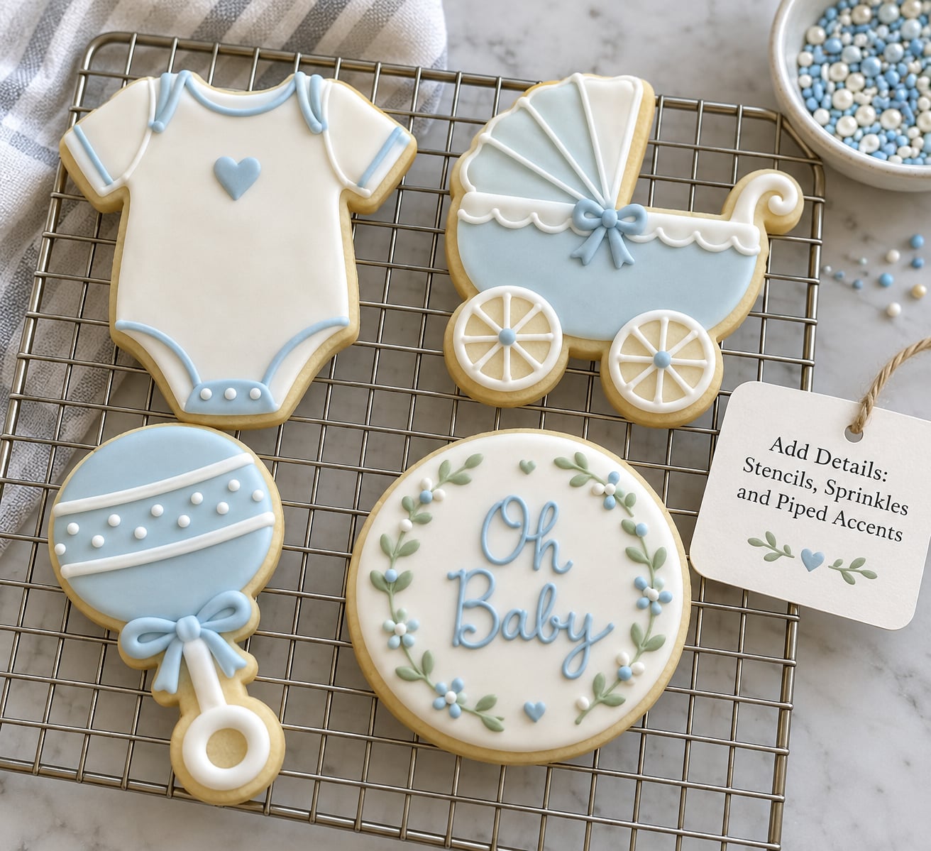 Add Details: Stencils, Sprinkles and Piped Accents